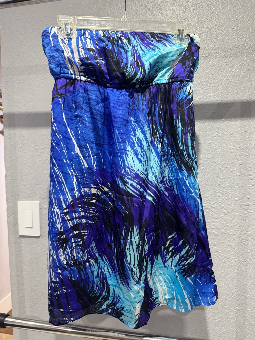Charlotte Russe Strapless Blue & Aqua Abstract Sundress